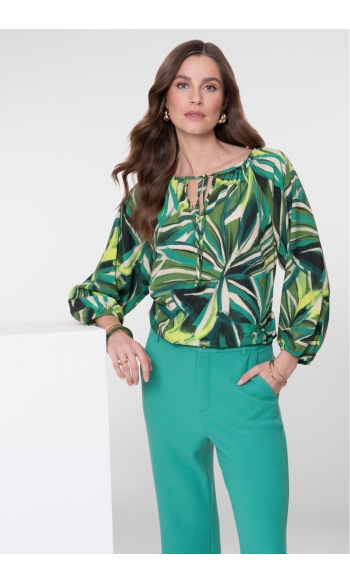 BLOUSE MET GRAFISCH PATROON 63239 20 000718 ECRU/GREEN