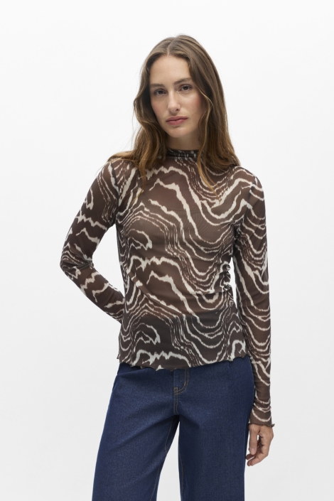 Object bruine dames top | Model vooraanzicht
