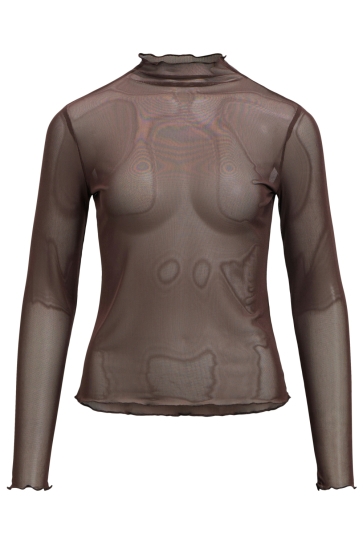 Object objnela ls o-neck mesh top rep Bruin