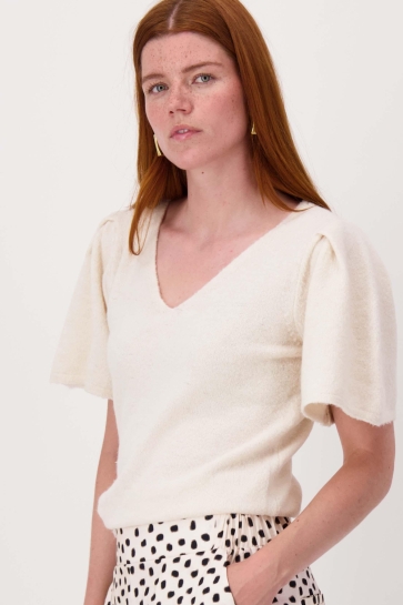 Zusss Trui VLINDERMOUW TOP IN FLUFFY GAREN 0305 0028 1007 OFF WHITE