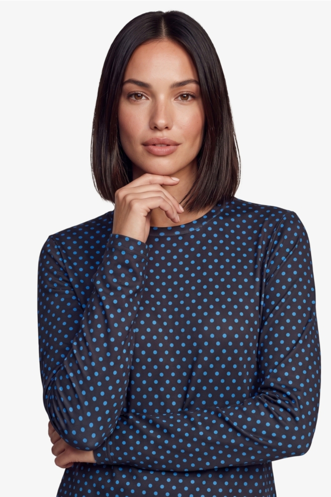 Fluresk blauwe dames top | Close up