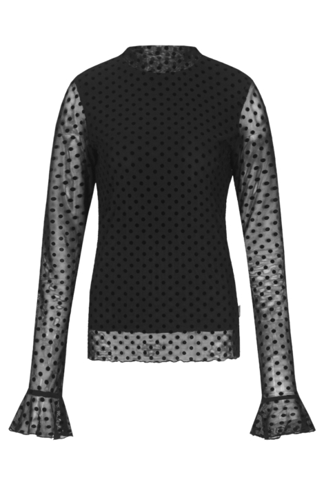 Fluresk zwarte dames top | Vooraanzicht