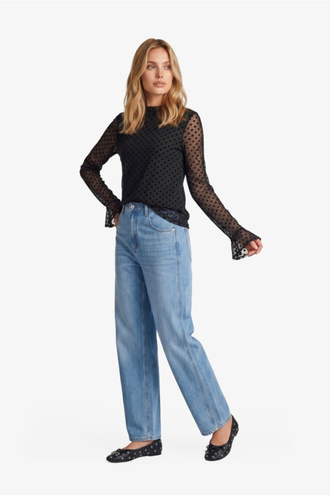 Fluresk zwarte dames top | Model