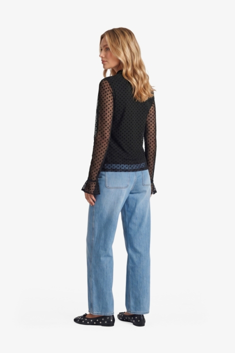 Fluresk zwarte dames top | Model