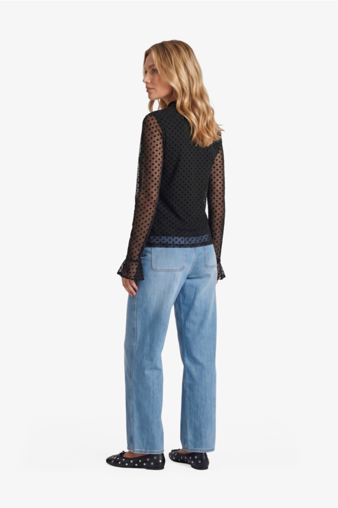 Fluresk zwarte dames top | Model