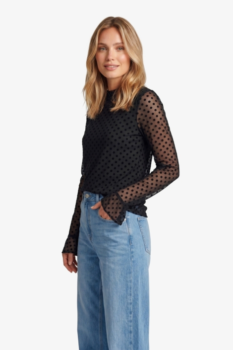 Fluresk zwarte dames top | Close up