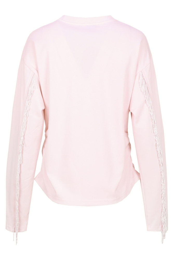 Fluresk roze dames t-shirt | Achteraanzicht