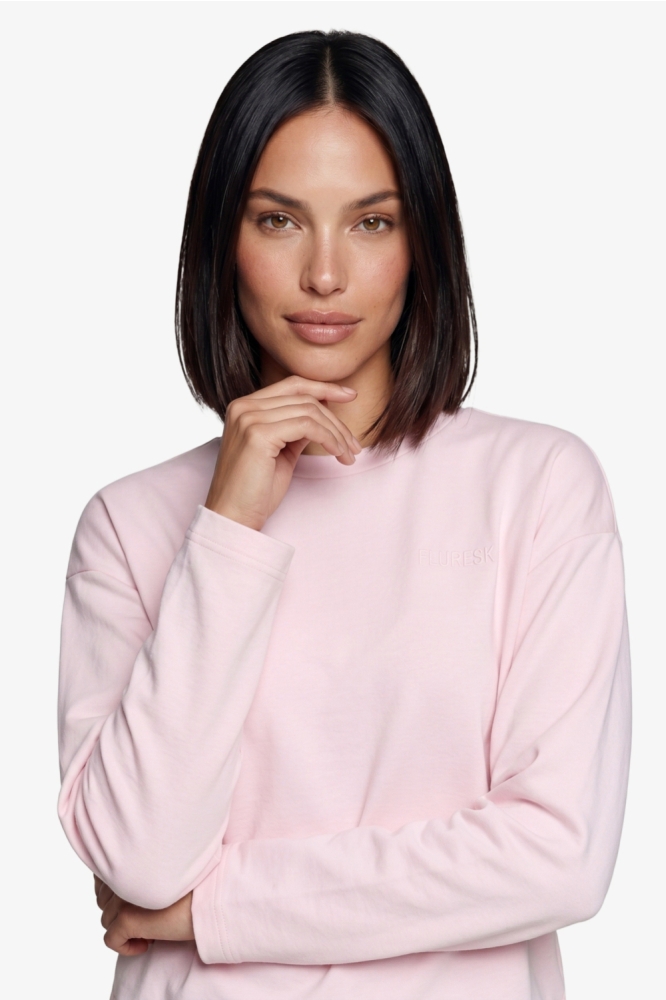 Fluresk roze dames t-shirt | Model vooraanzicht