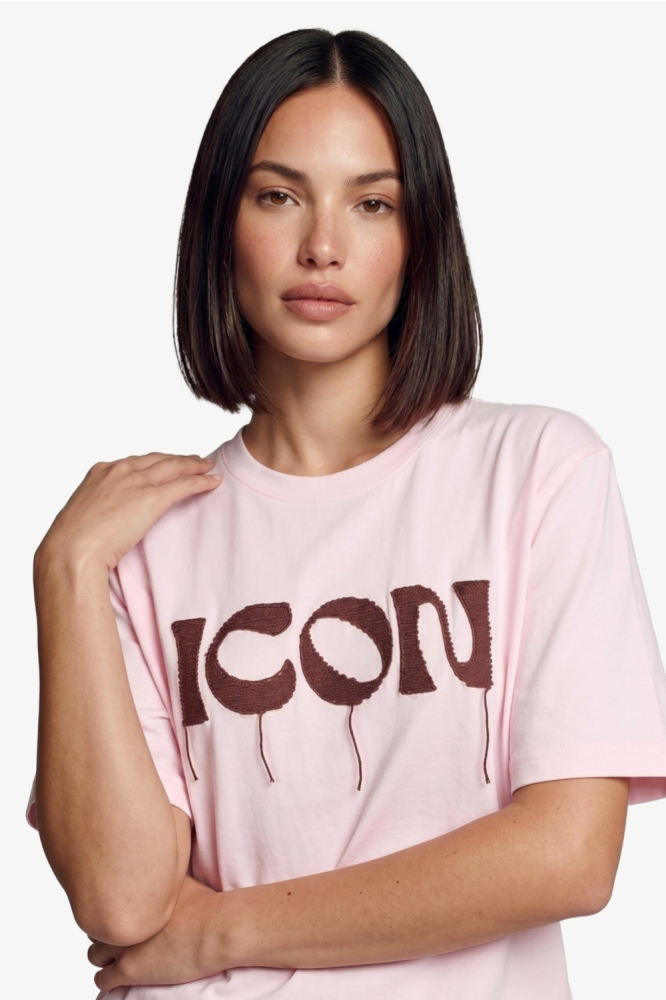 Fluresk roze dames t-shirt | Close up