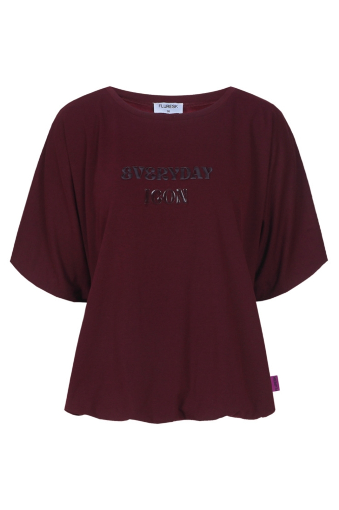 Fluresk bordeaux dames t-shirt | Vooraanzicht