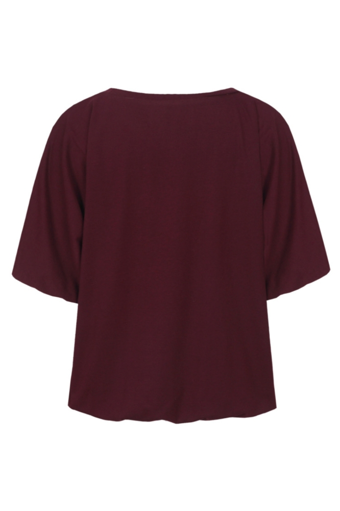 Fluresk bordeaux dames t-shirt | Achteraanzicht