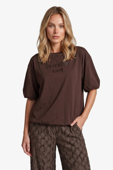 Fluresk T-shirt DEZ T SHIRT 26NBF01 514 dark chocolate