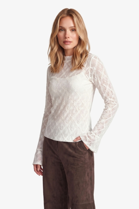 Fluresk witte dames t-shirt | Model vooraanzicht