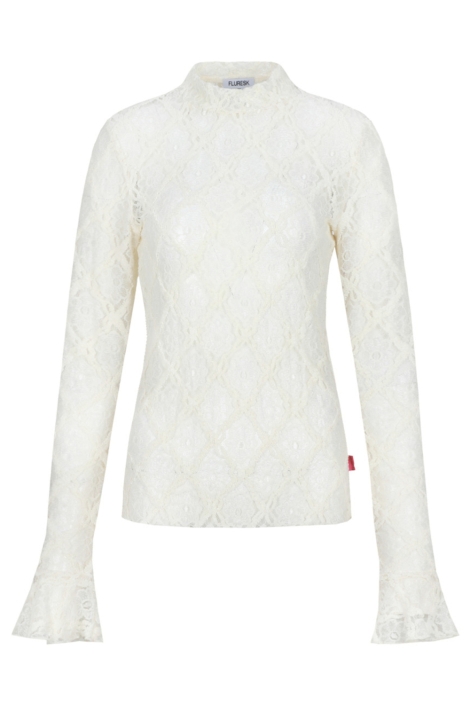Fluresk witte dames t-shirt | Vooraanzicht