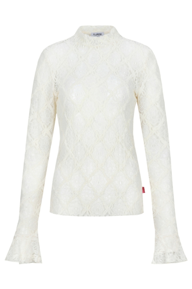 Fluresk witte dames t-shirt | Vooraanzicht