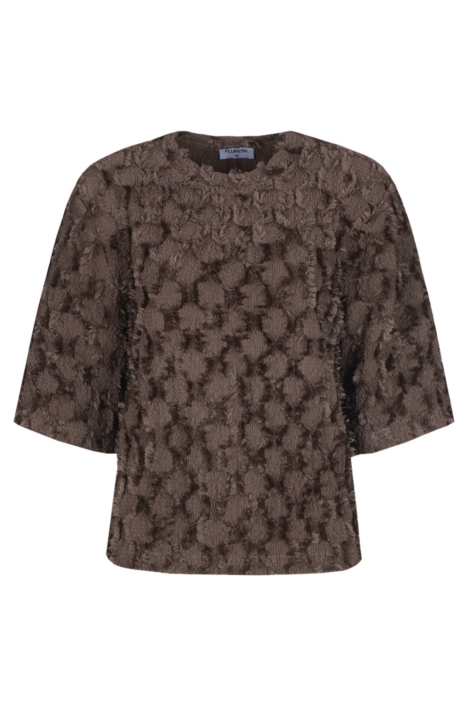 Fluresk bruine dames t-shirt | Vooraanzicht