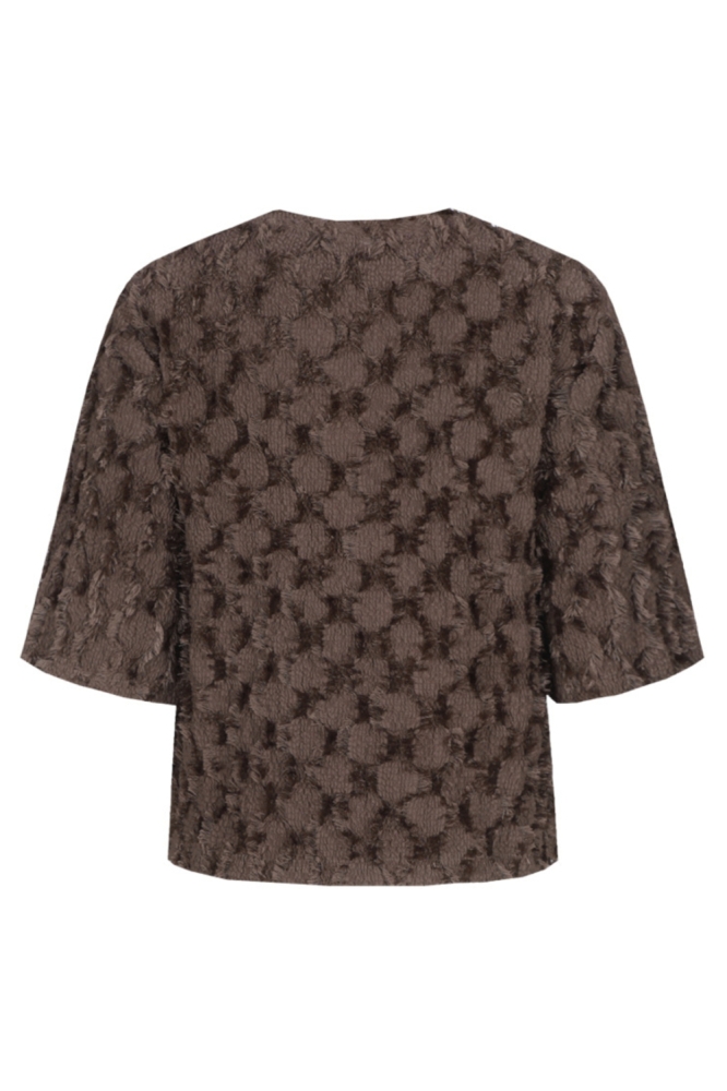 Fluresk bruine dames t-shirt | Achteraanzicht