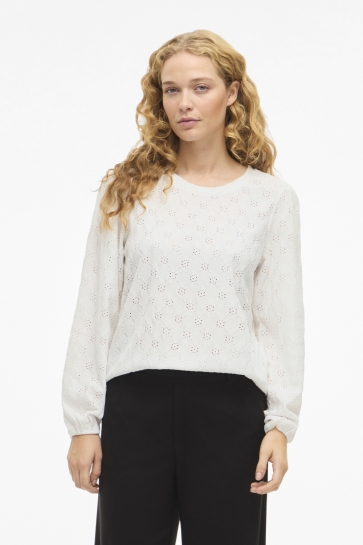 Vila Blouse VIASTA O-NECK L/S TOP - NOOS 14114745 Snow White