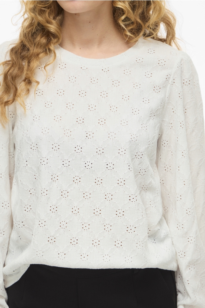 Vila ecru dames blouse | Close up