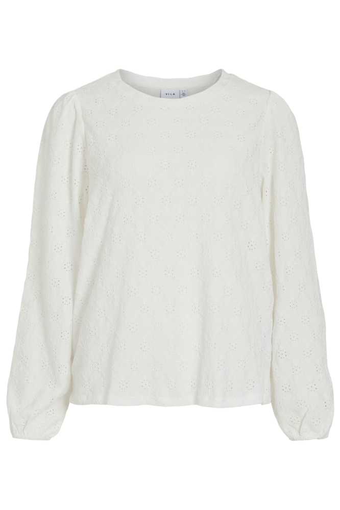 Vila ecru dames blouse | Vooraanzicht