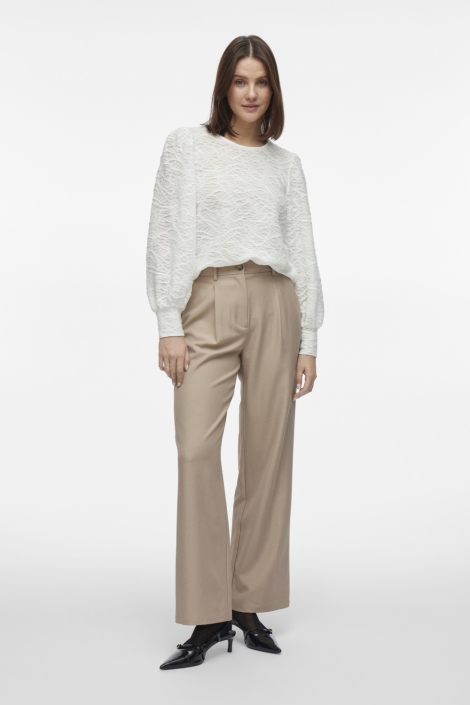Vila ecru dames blouse | Model vooraanzicht
