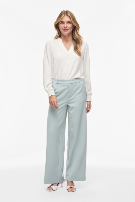 Vila ecru dames blouse | Model vooraanzicht