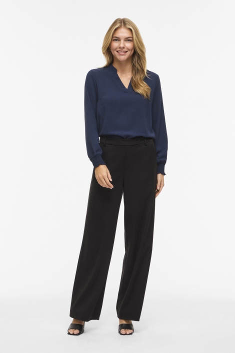 Vila blauwe dames blouse | Model vooraanzicht