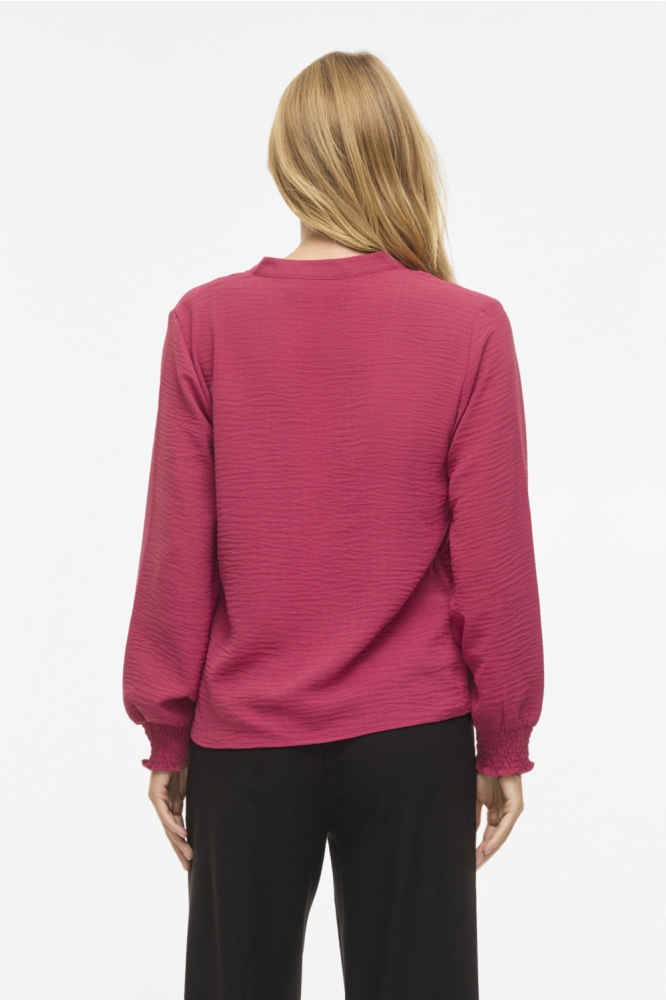 Vila bordeaux dames blouse | Model achteraanzicht