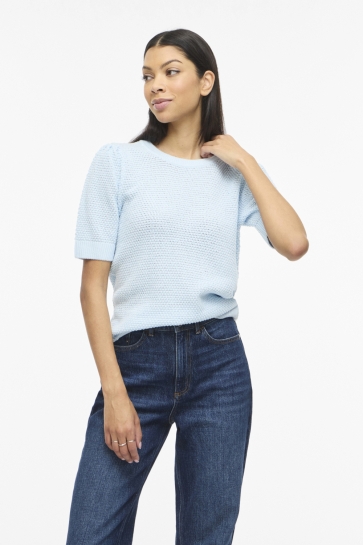 Vila T-shirt VIDALO O-NECK S/S KNIT TOP - NOOS 14084421 Nantucket Breeze
