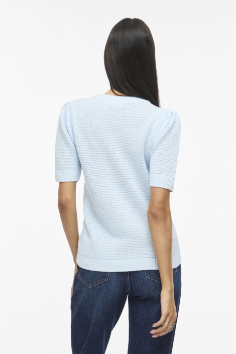 Vila blauwe dames t-shirt | Model achteraanzicht