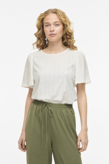 Vila vibelli o-neck s/s top - noos Wit