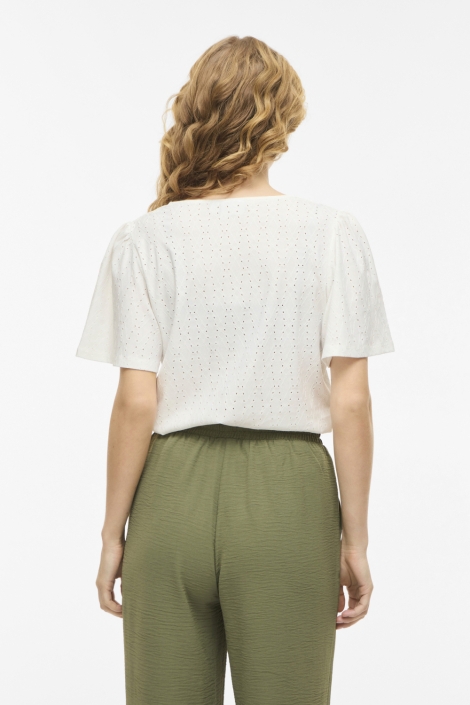 Vila witte dames t-shirt | Model achteraanzicht