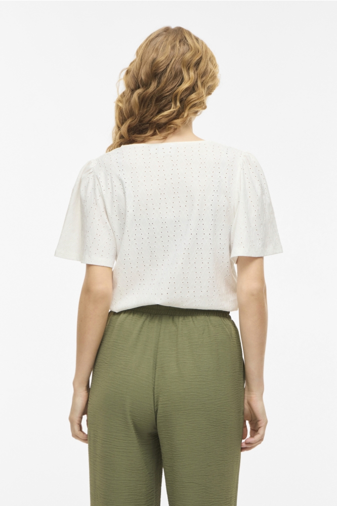 Vila witte dames t-shirt | Model achteraanzicht