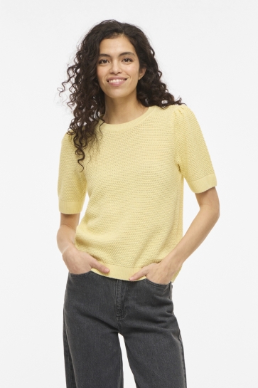 Vila VIDALO O-NECK S/S KNIT TOP - NOOS 14084421 PASTEL YELLOW