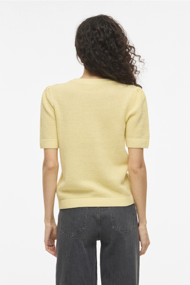 Vila gele dames t-shirt | Model achteraanzicht