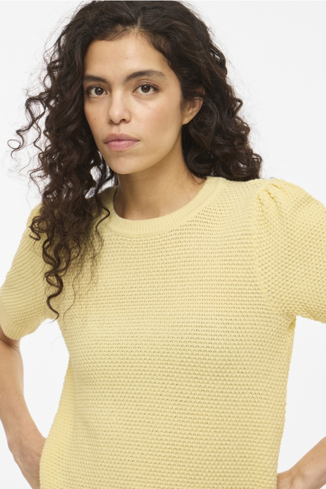 Vila gele dames t-shirt | Close up