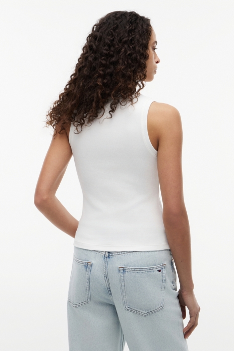 Tommy Jeans ecru dames top | Model achteraanzicht