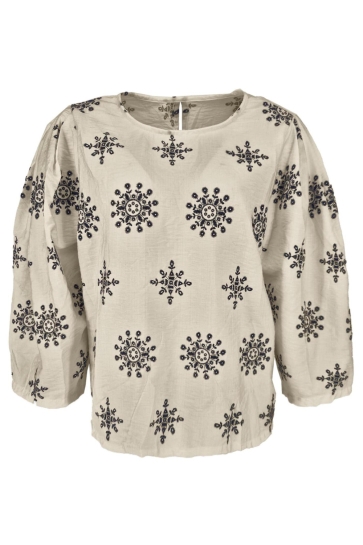 FOS Amsterdam Blouse HESTER BORDUUR EFFECT 7700 220 BEIGE