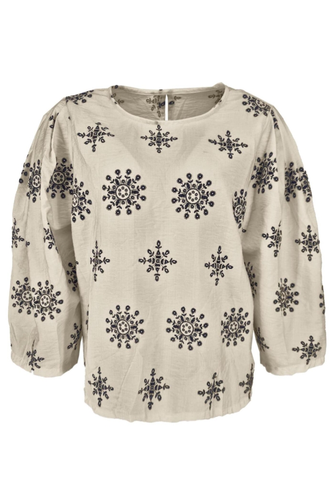 FOS Amsterdam beige dames blouse | Vooraanzicht