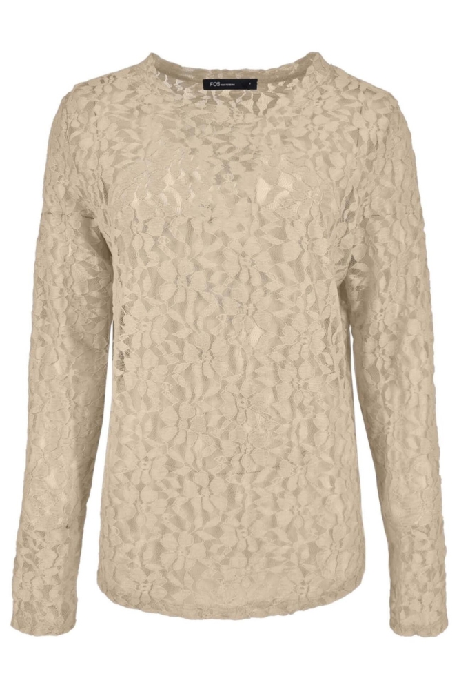 FOS Amsterdam beige dames t-shirt | Vooraanzicht