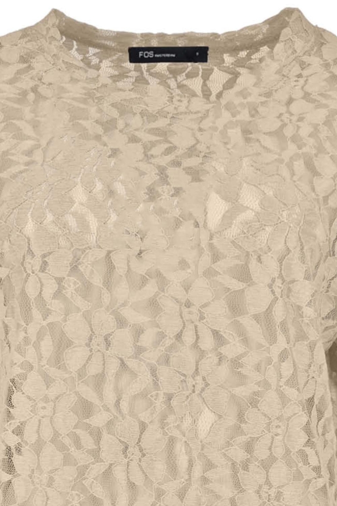 FOS Amsterdam beige dames t-shirt | Close up