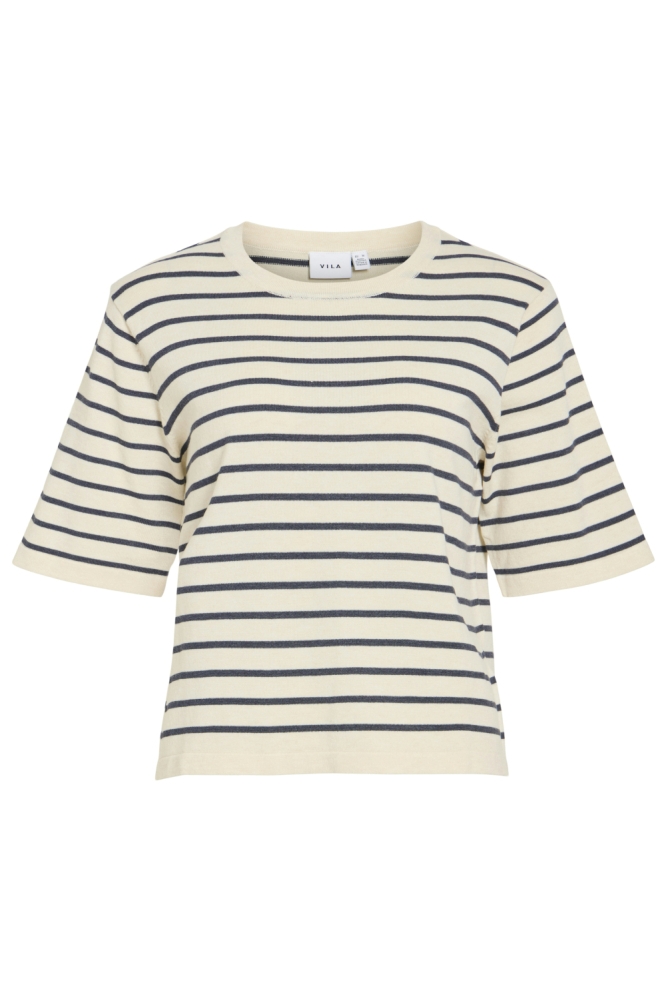 Vila beige dames t-shirt | Vooraanzicht