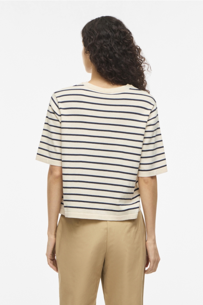 Vila beige dames t-shirt | Model achteraanzicht