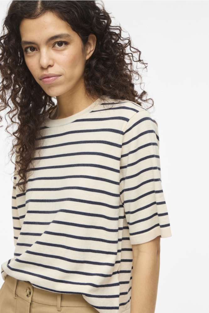 Vila beige dames t-shirt | Close up