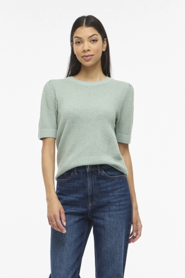 Vila Trui VIDALO O-NECK S/S KNIT TOP - NOOS 14084421 Blue Surf