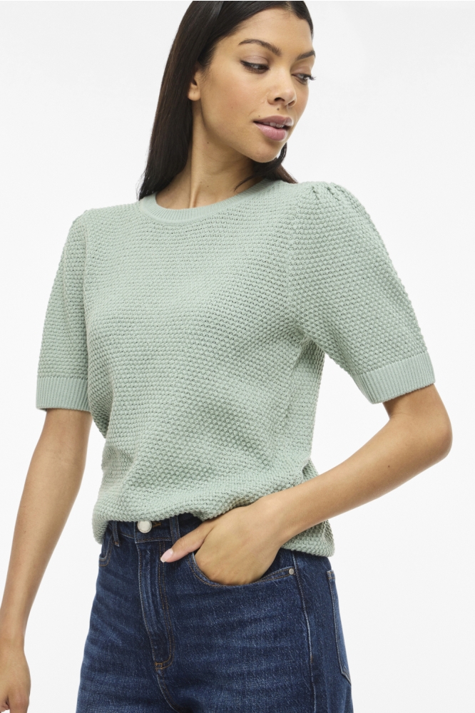 Vila groene dames trui | Close up