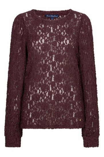 Red Button Top TOP LACE SRB5068 BURGUNDY