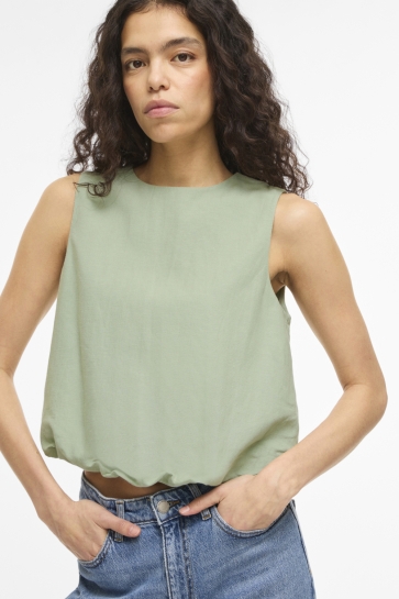 Vila viprisilla o-neck s/l balloon top/v Groen