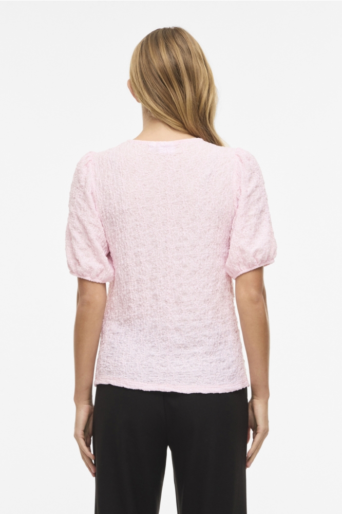 Vila roze dames t-shirt | Model achteraanzicht