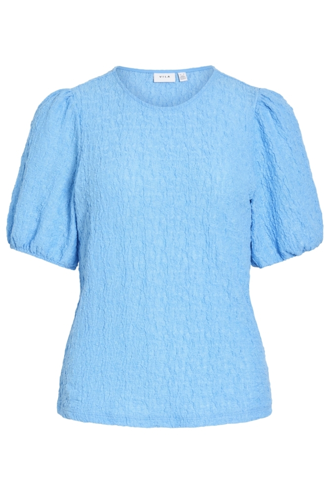 Vila blauwe dames t-shirt | Vooraanzicht